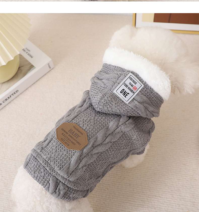 犬服 アウターニット ケーブル編みセーター