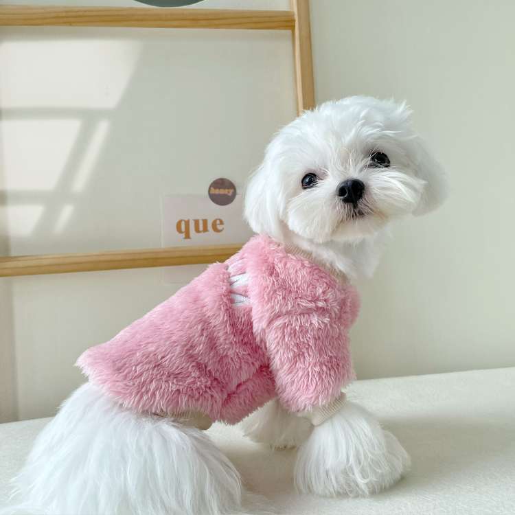 犬服 もこもこファーワンピース風ペット服