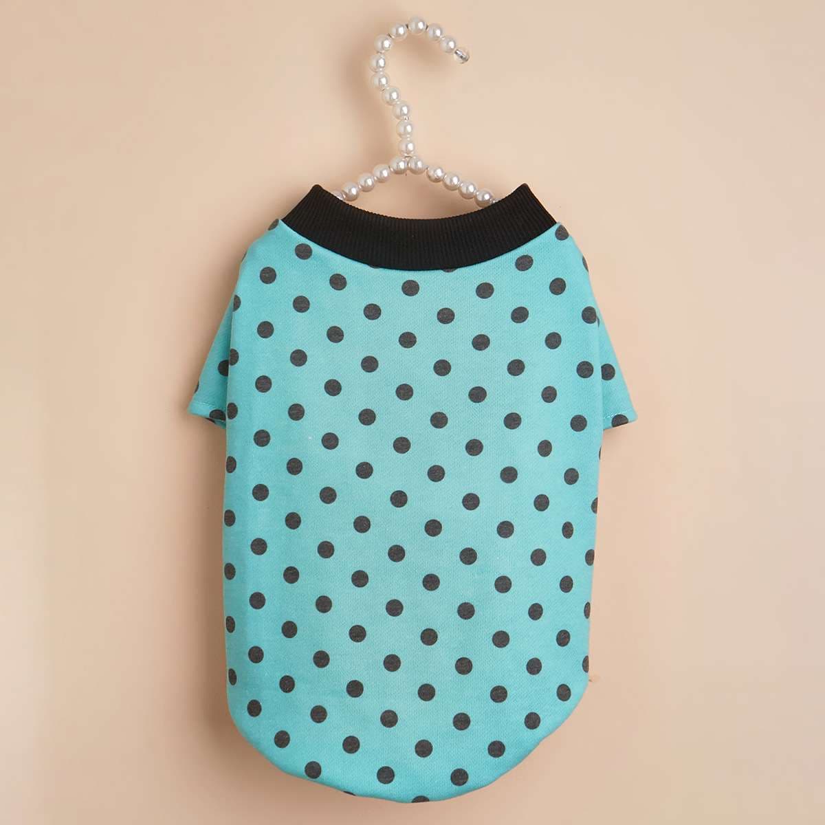 犬服 ふわもこ水玉模様のペット用Tシャツ