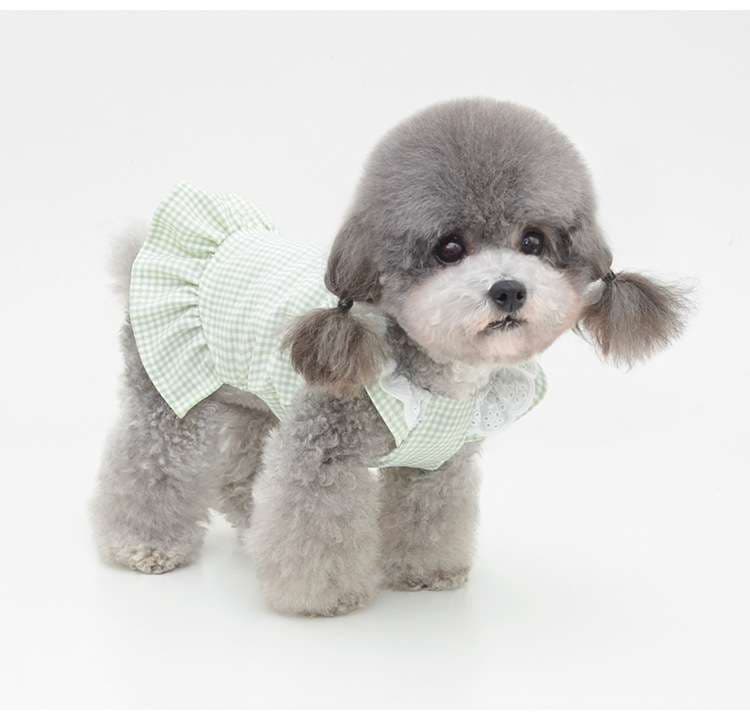 犬服 ギンガムチェック柄フリルワンピース