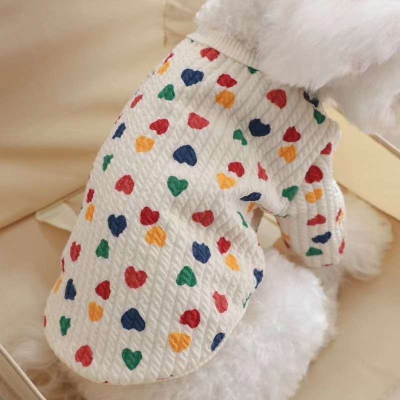 犬服 ふわもこ愛らしいハート柄パジャマ