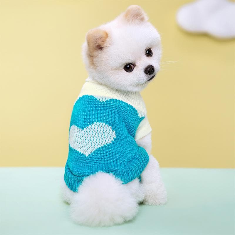 犬服 愛情ハート模様ドッグニット