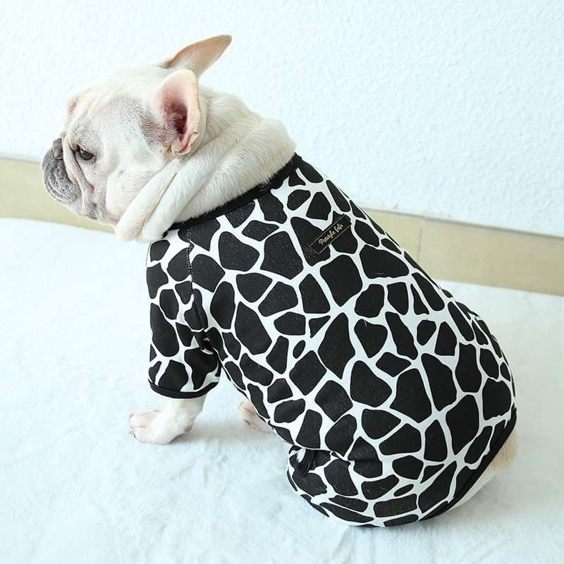 犬服 キリン柄フレンチブルドッグロンパース