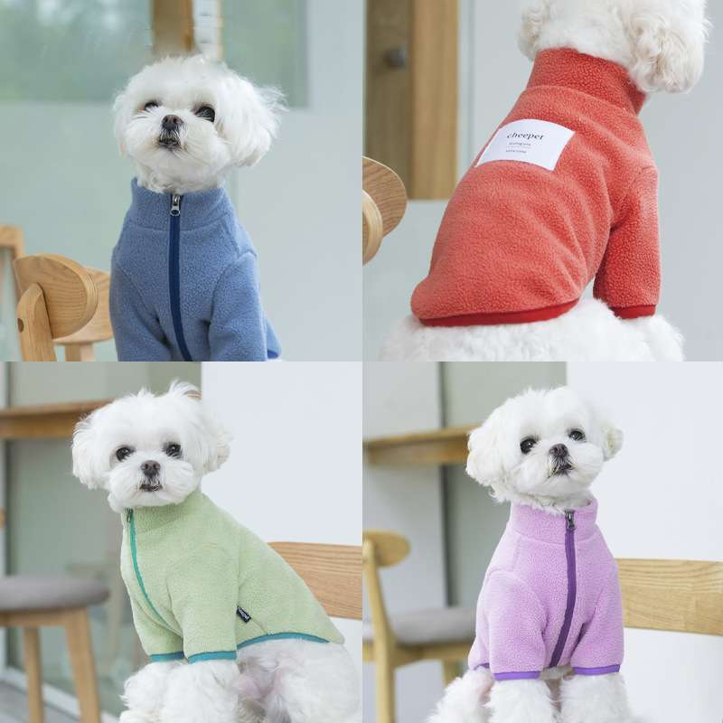 犬服 もこもこ小型犬用ジップアップベスト