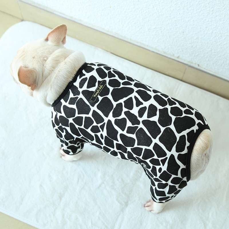 犬服 キリン柄フレンチブルドッグロンパース