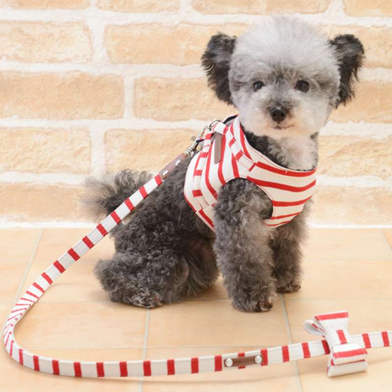 犬服 ペット用ストライプ柄ハーネス