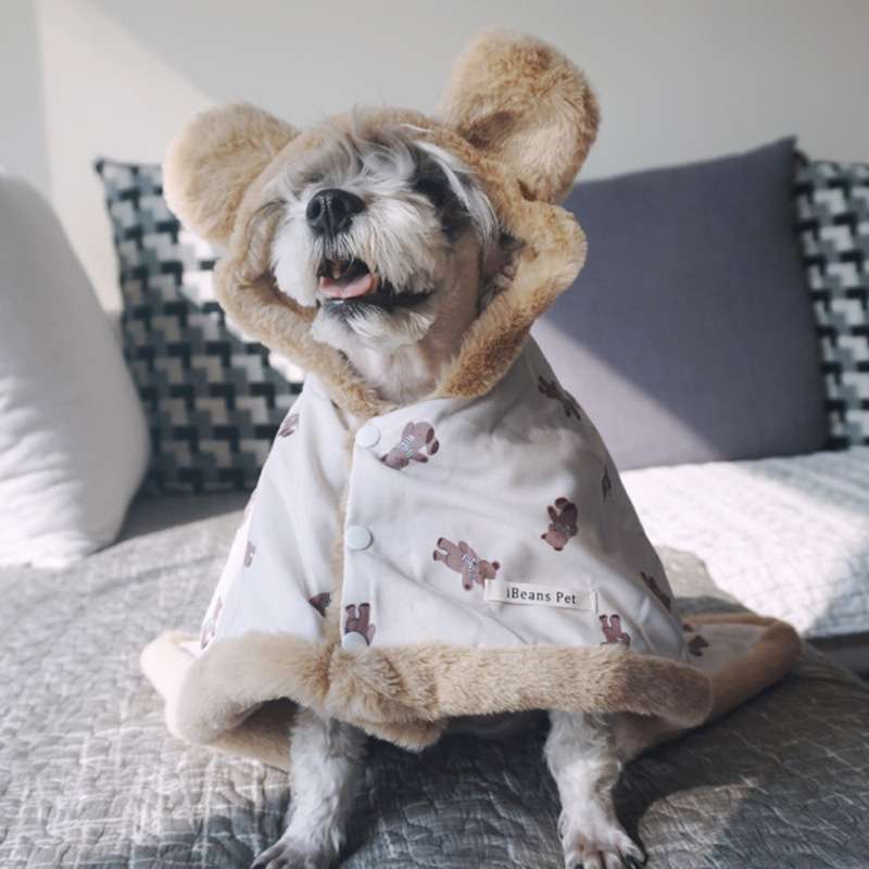 犬服 もこもこクマ耳ペット服
