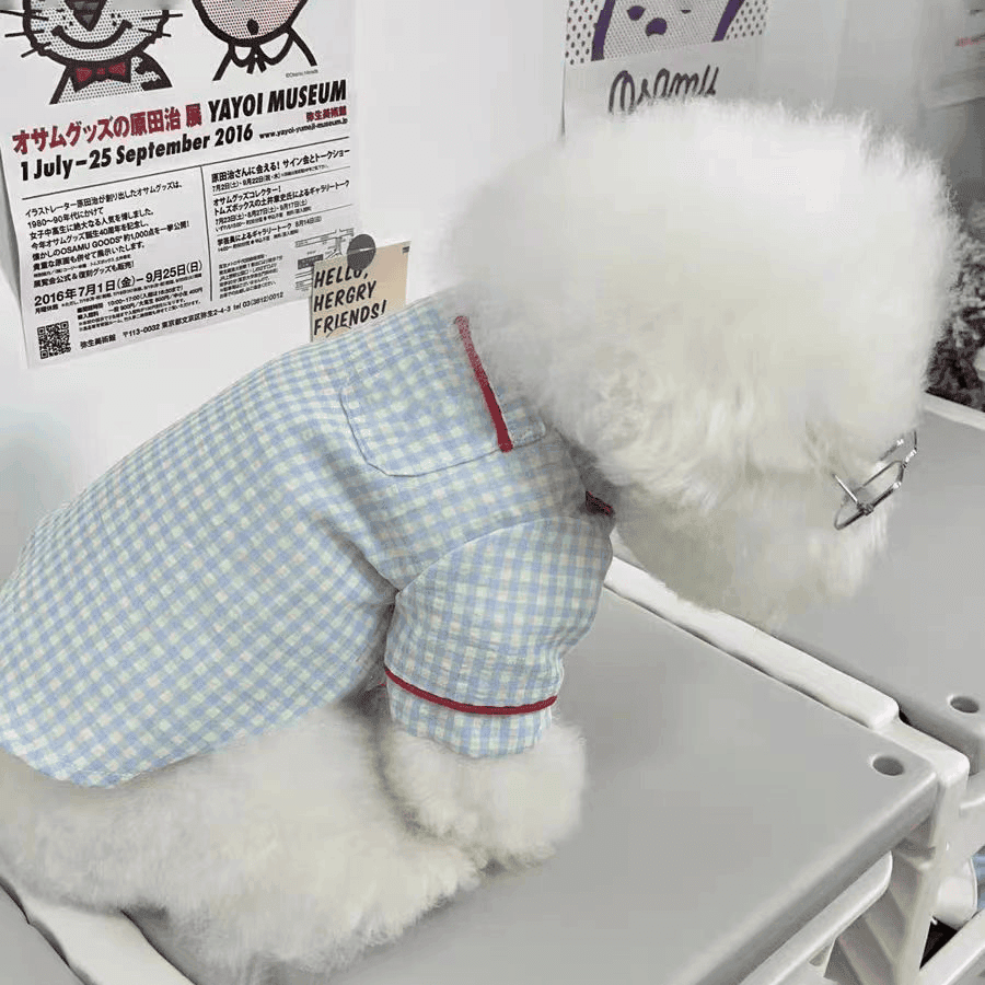 犬服 ふわもこ格子柄おやすみパジャマ