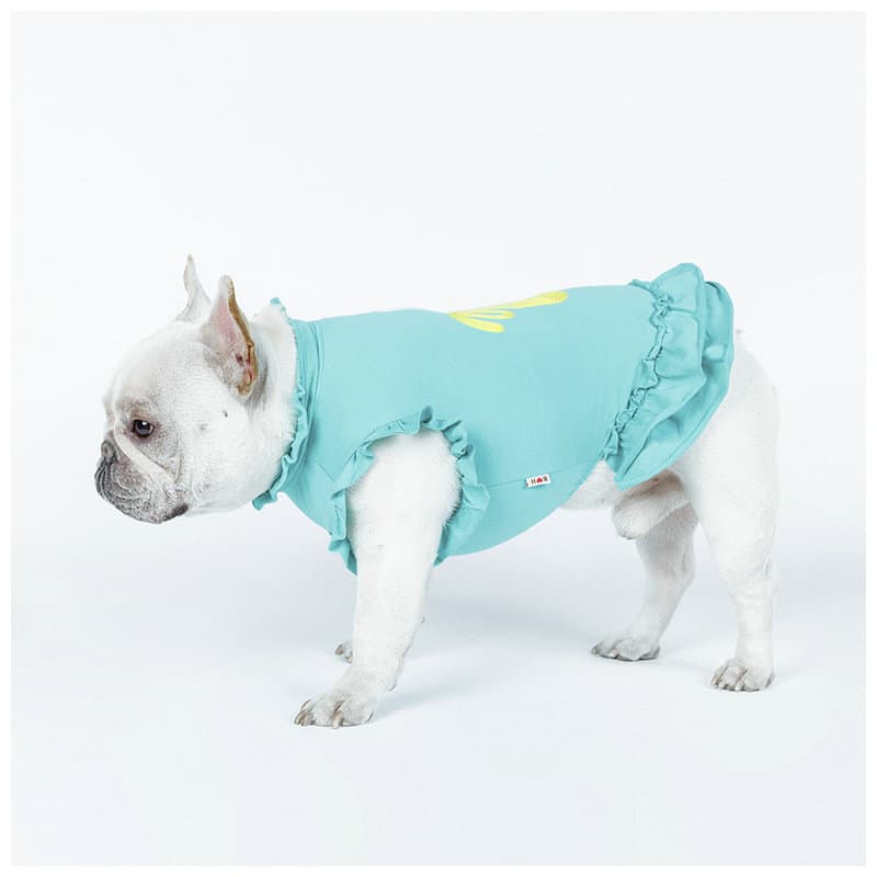 犬服 フルーツモチーフフリル袖ワンピース