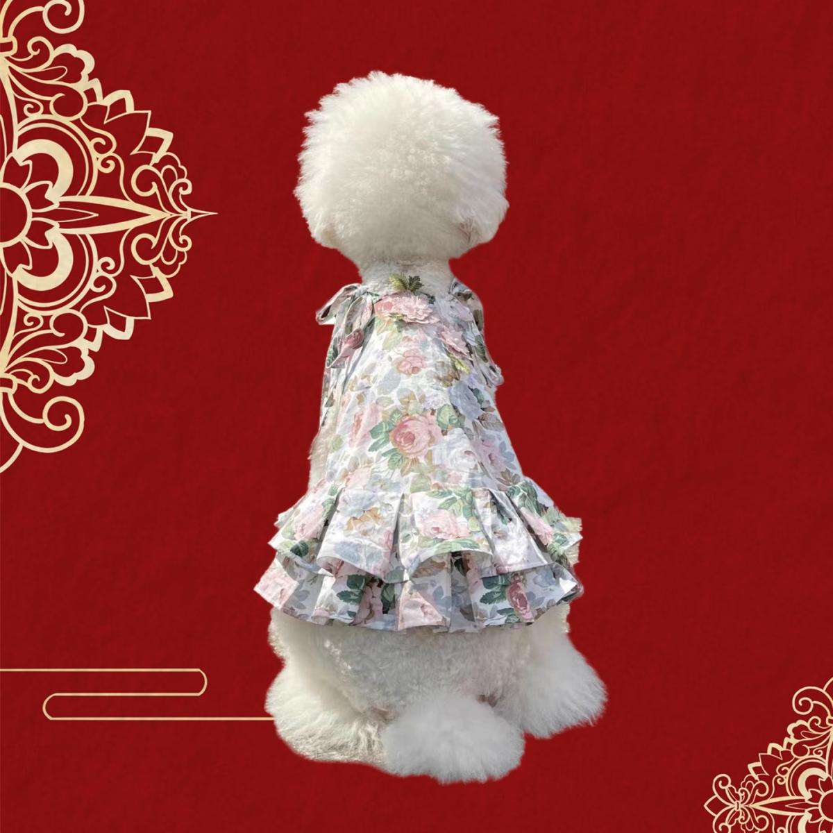 華やか花柄ワンピース犬服