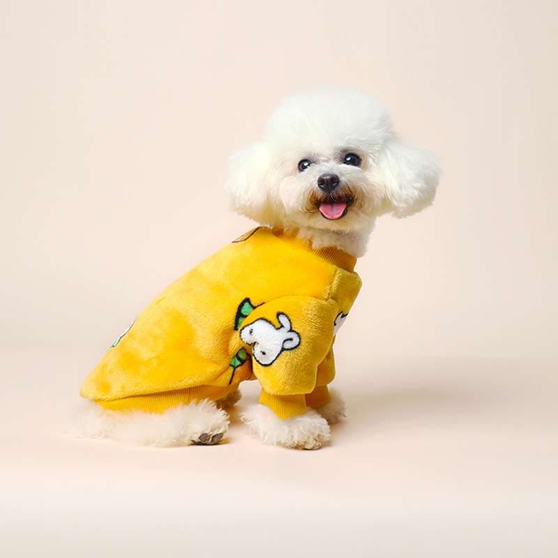犬服 ふわもこボーダーニットワンピース