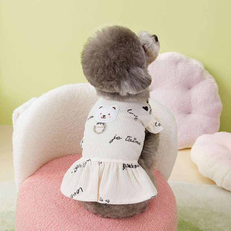 犬服 もこもこワンピース風ドッグウェア