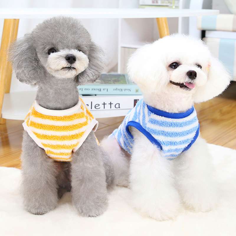 犬服 もこもこボーダー犬用タンクトップ