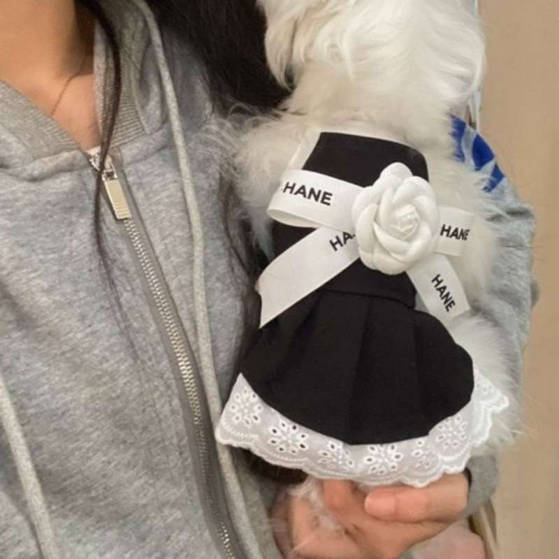 犬服 ふわふわ小型犬用リボン付きワンピース