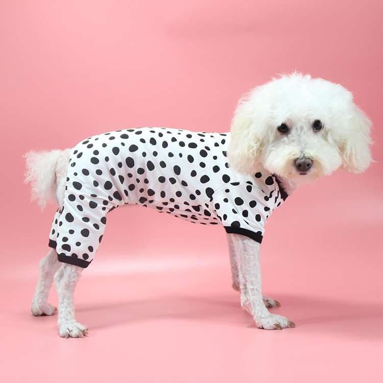 犬服 犬用水玉柄つなぎパジャマ