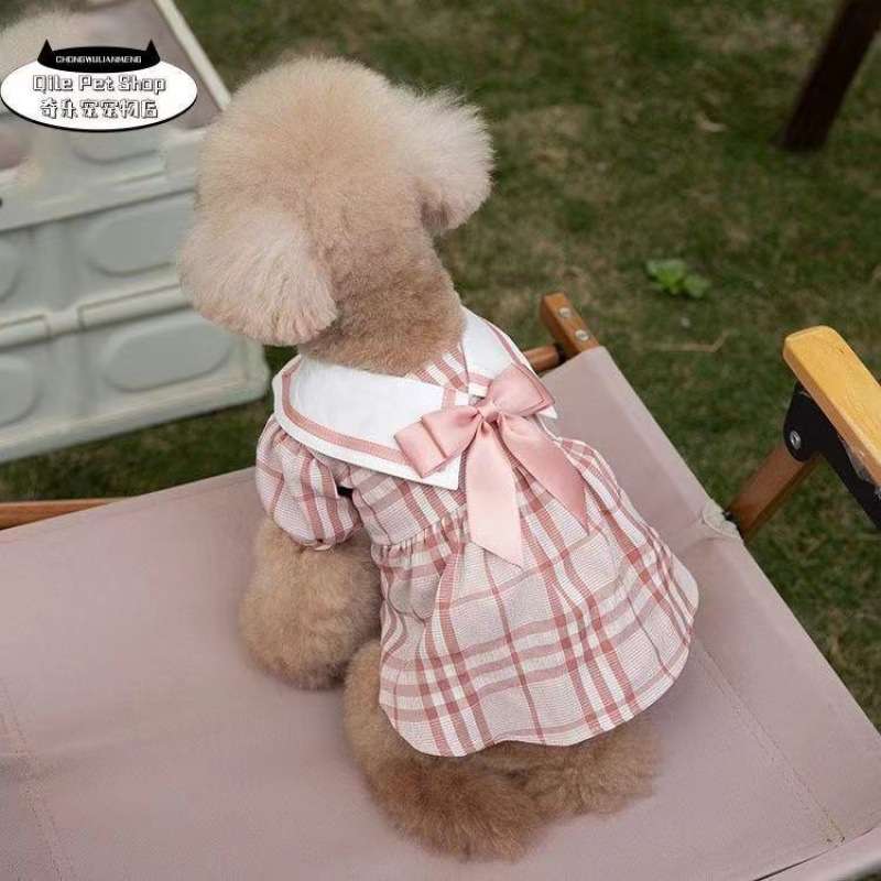犬服 ワンちゃん用チェック柄ワンピース