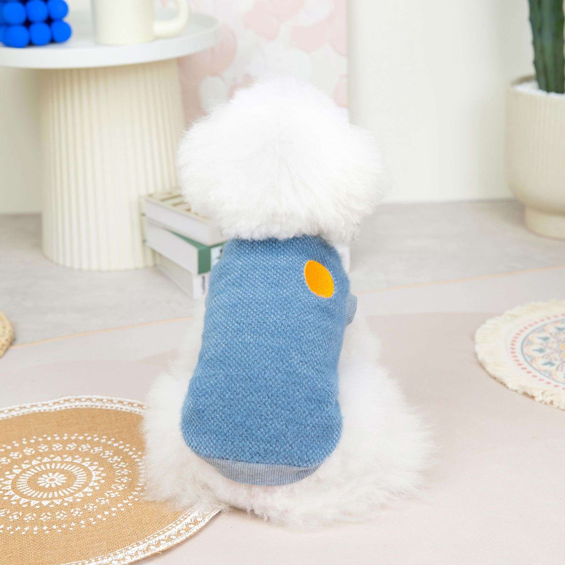 犬服 もこもこ素材のドット付きペット用セーター