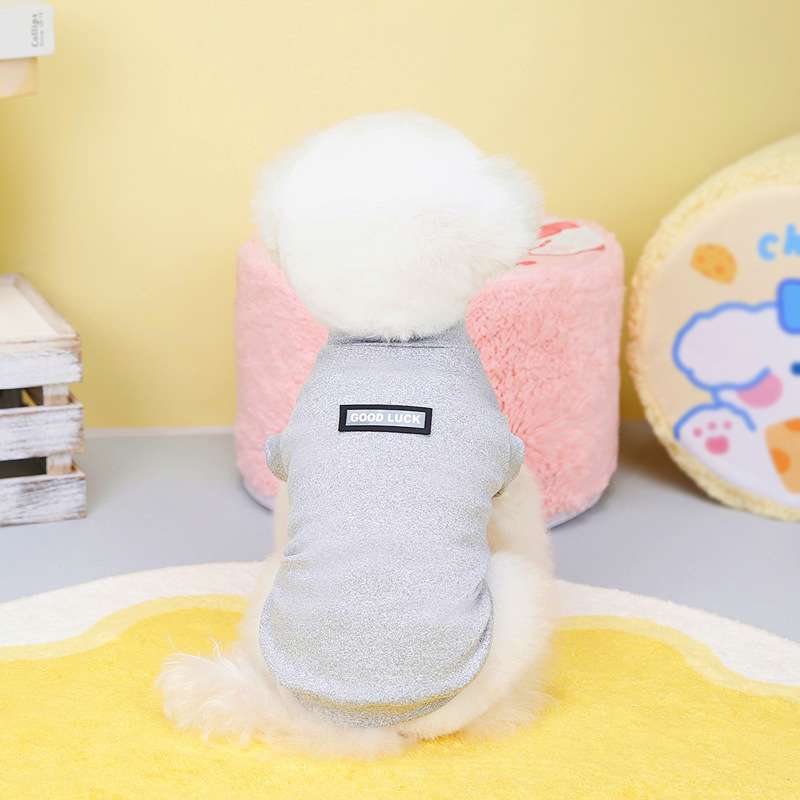 犬服 もこもこペット用Tシャツ シンプル背中ロゴ