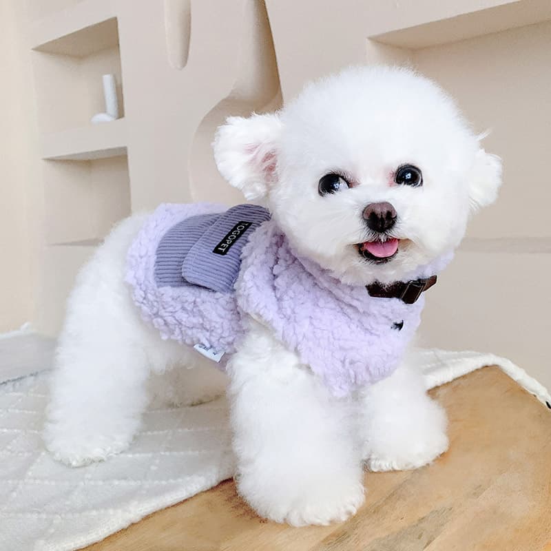 犬服 もこもこ温かベスト風コート