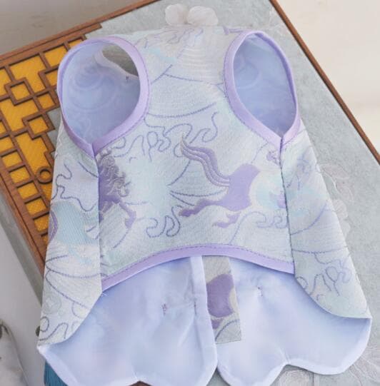 犬服 小型犬用夏の薄手ベスト涼しげ花柄