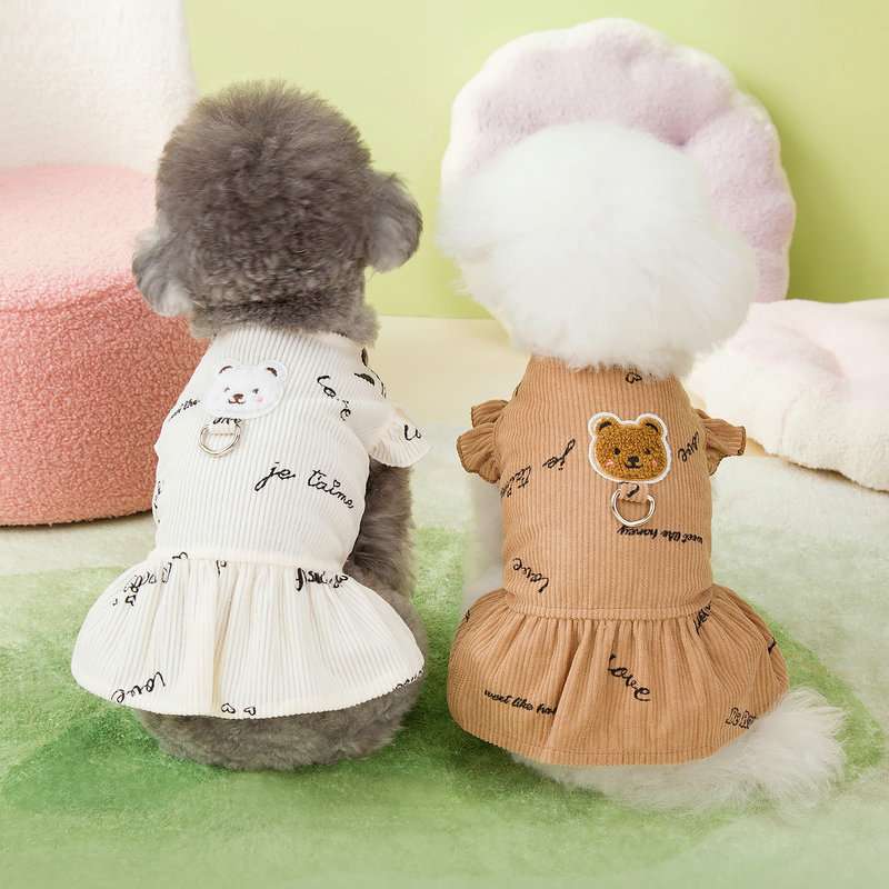 犬服 もこもこワンピース風ドッグウェア
