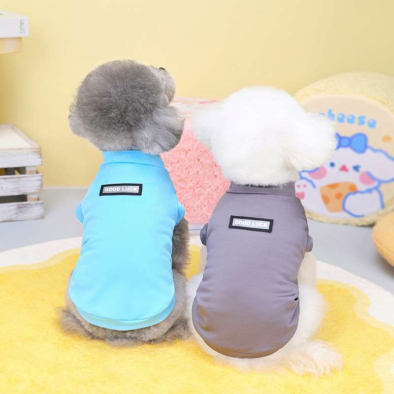 犬服 もこもこペット用Tシャツ シンプル背中ロゴ
