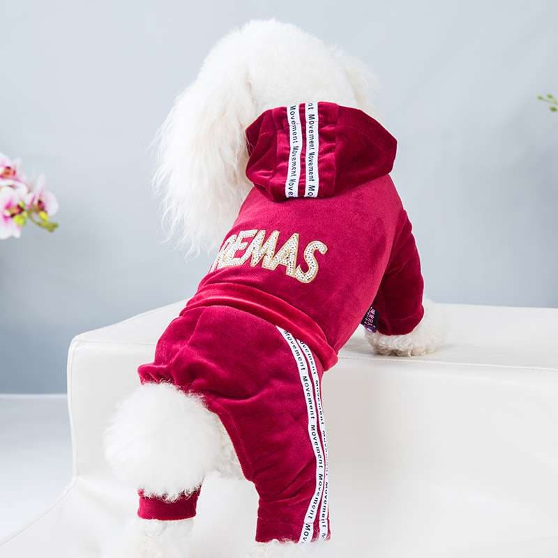 犬服 もこもこ全身つなぎ犬用パジャマ