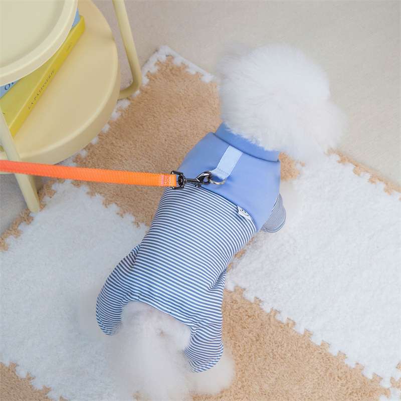 犬服 もこもこ小型犬用ボーダー柄オールインワン