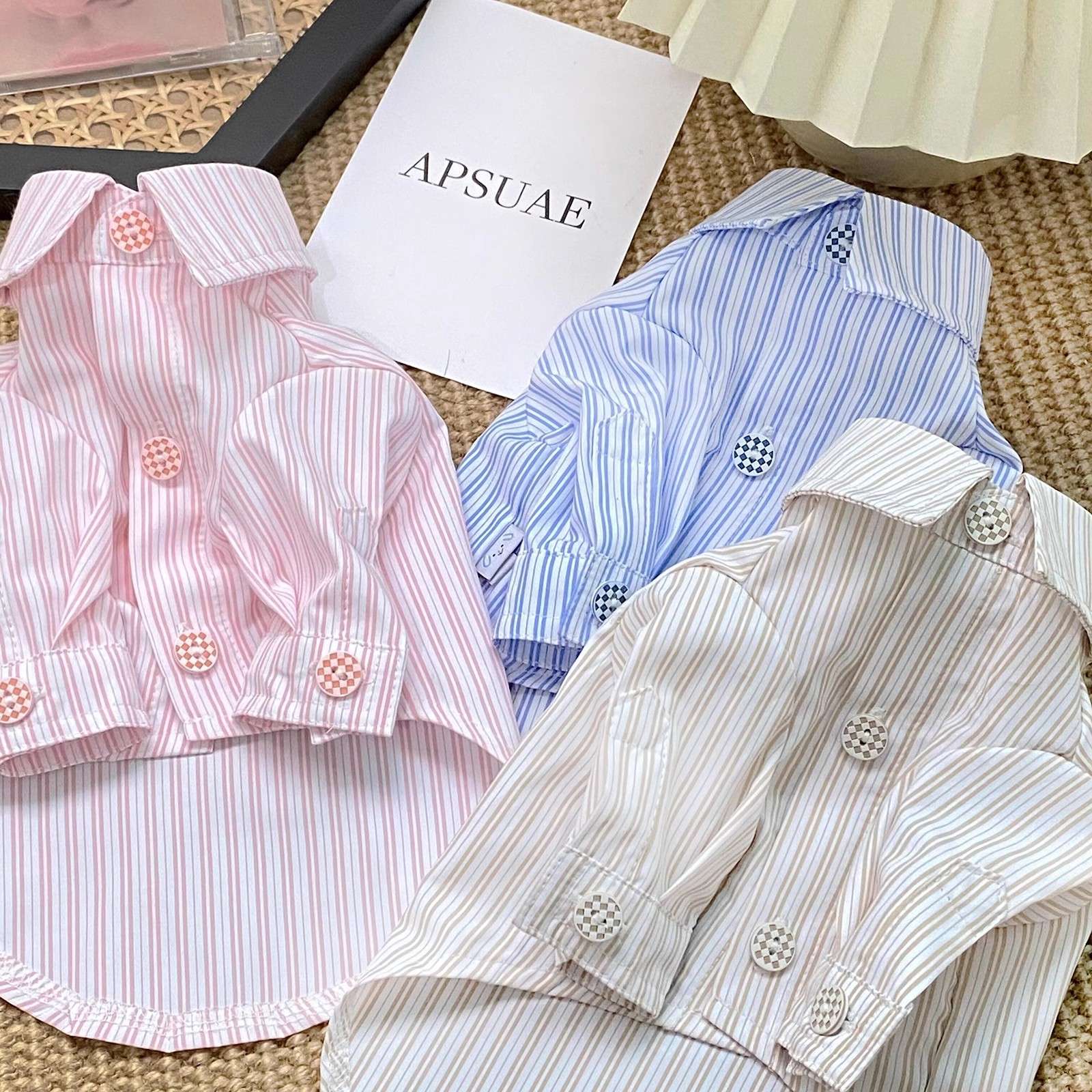 ストライプ柄シャツ風おしゃれ犬服