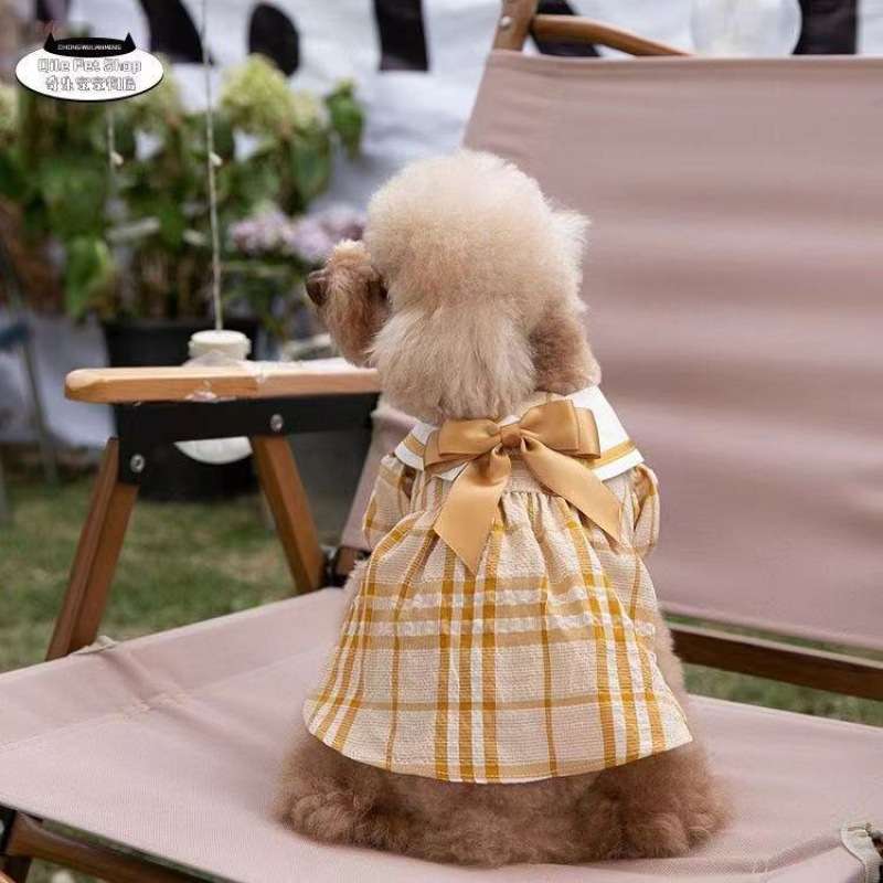 犬服 ワンちゃん用チェック柄ワンピース