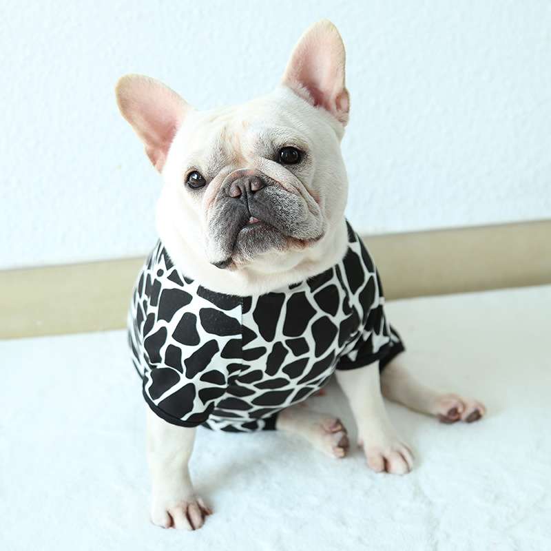 犬服 キリン柄フレンチブルドッグロンパース