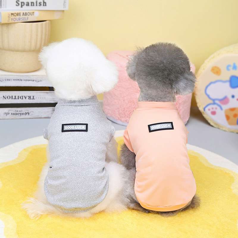 犬服 もこもこペット用Tシャツ シンプル背中ロゴ