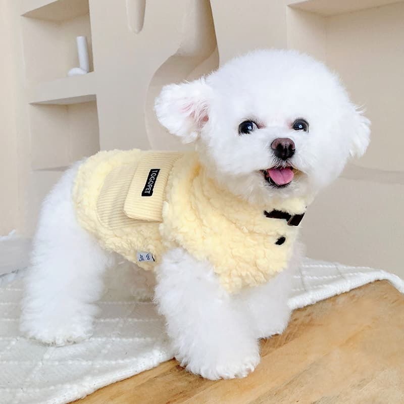 犬服 もこもこ温かベスト風コート