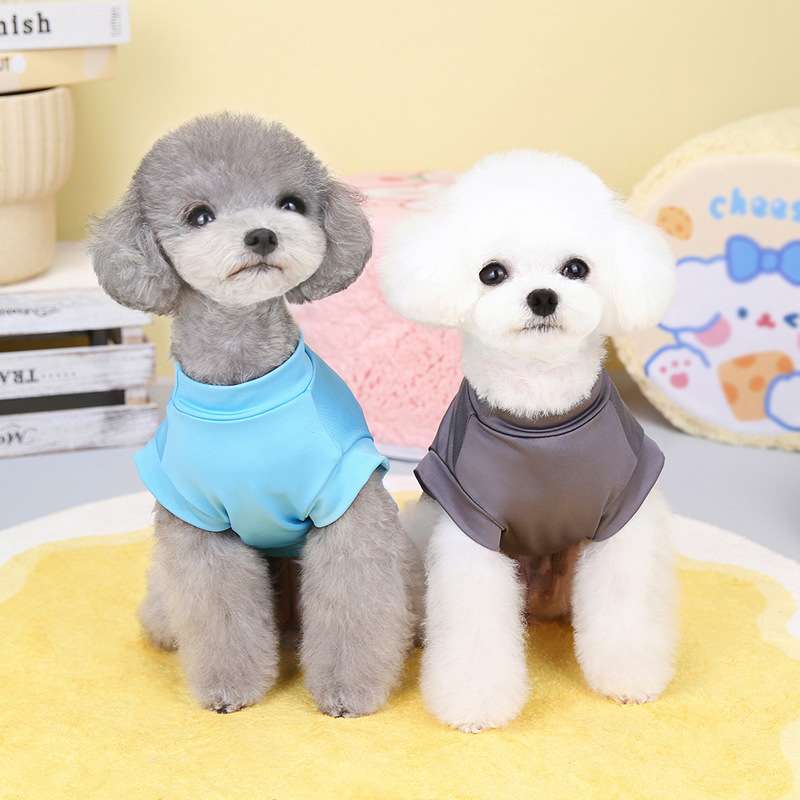 犬服 もこもこペット用Tシャツ シンプル背中ロゴ