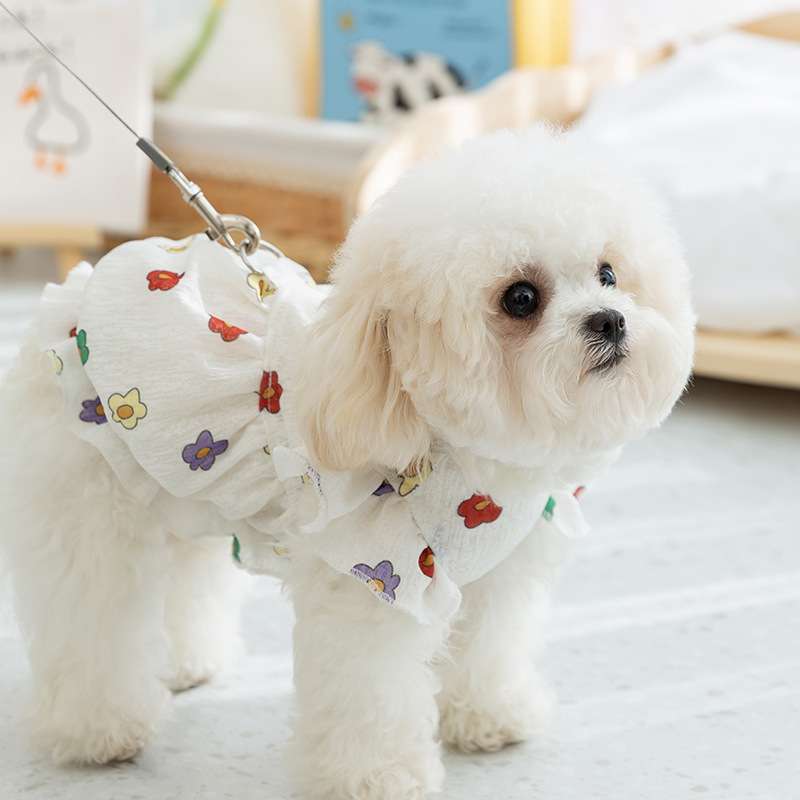 犬服 ふんわり花柄ワンピース 小型犬用