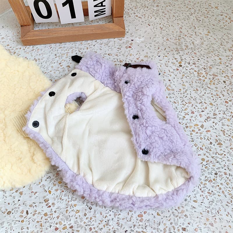犬服 もこもこ温かベスト風コート