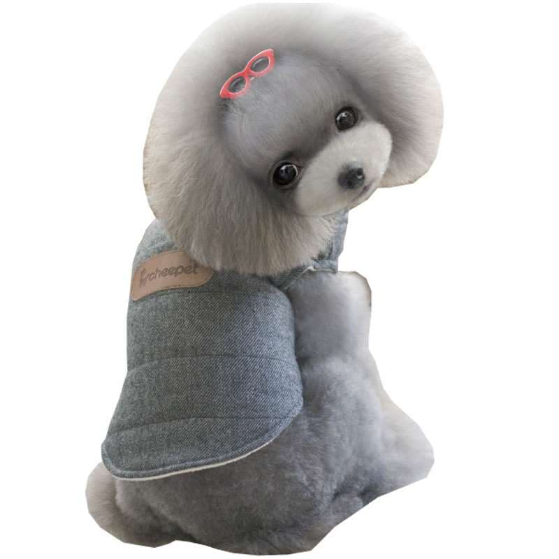 犬服 もこもこワンちゃん用デニムベスト
