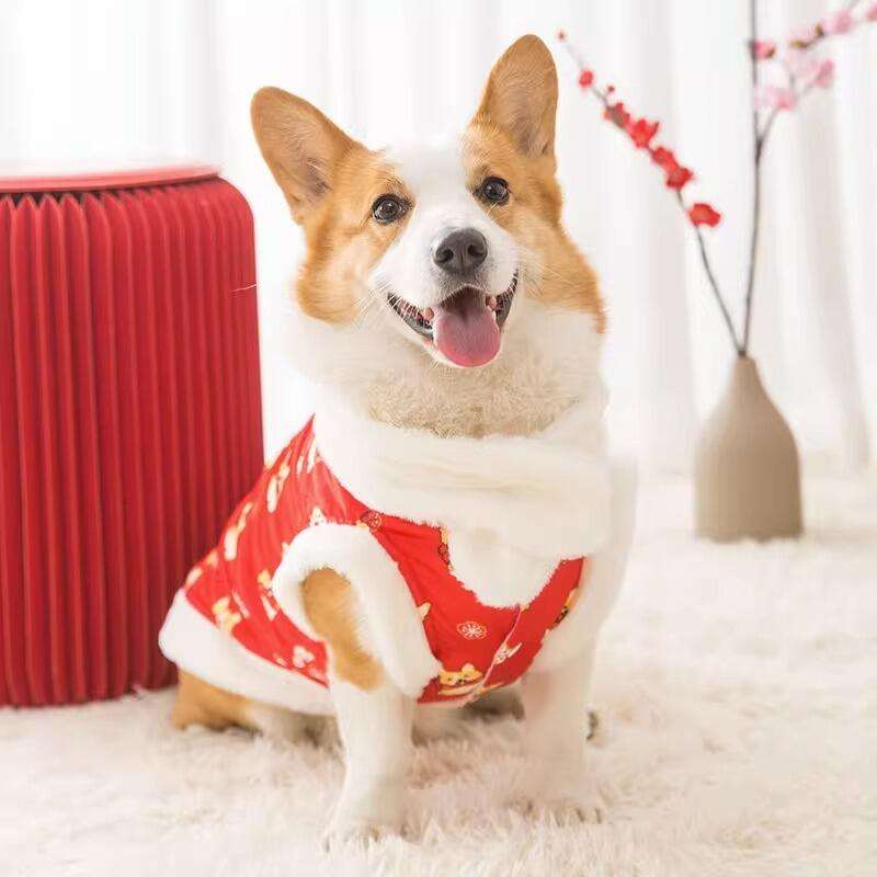 犬服 お正月柄 中型犬用あったかベスト