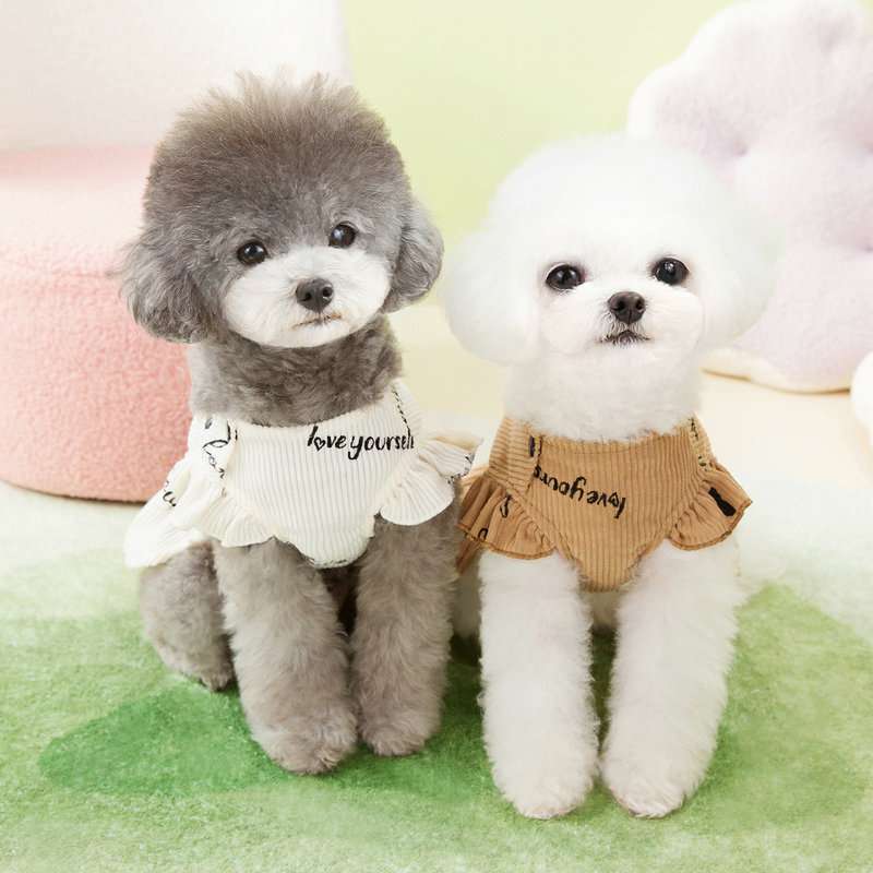 犬服 もこもこワンピース風ドッグウェア