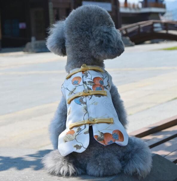 犬服 小型犬用夏の薄手ベスト涼しげ花柄