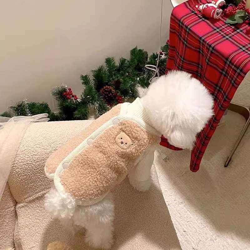 犬服 もこもこクマさん赤ちゃんベスト