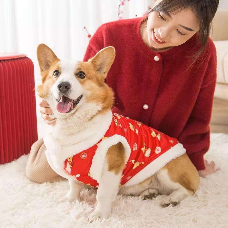 犬服 お正月柄 中型犬用あったかベスト