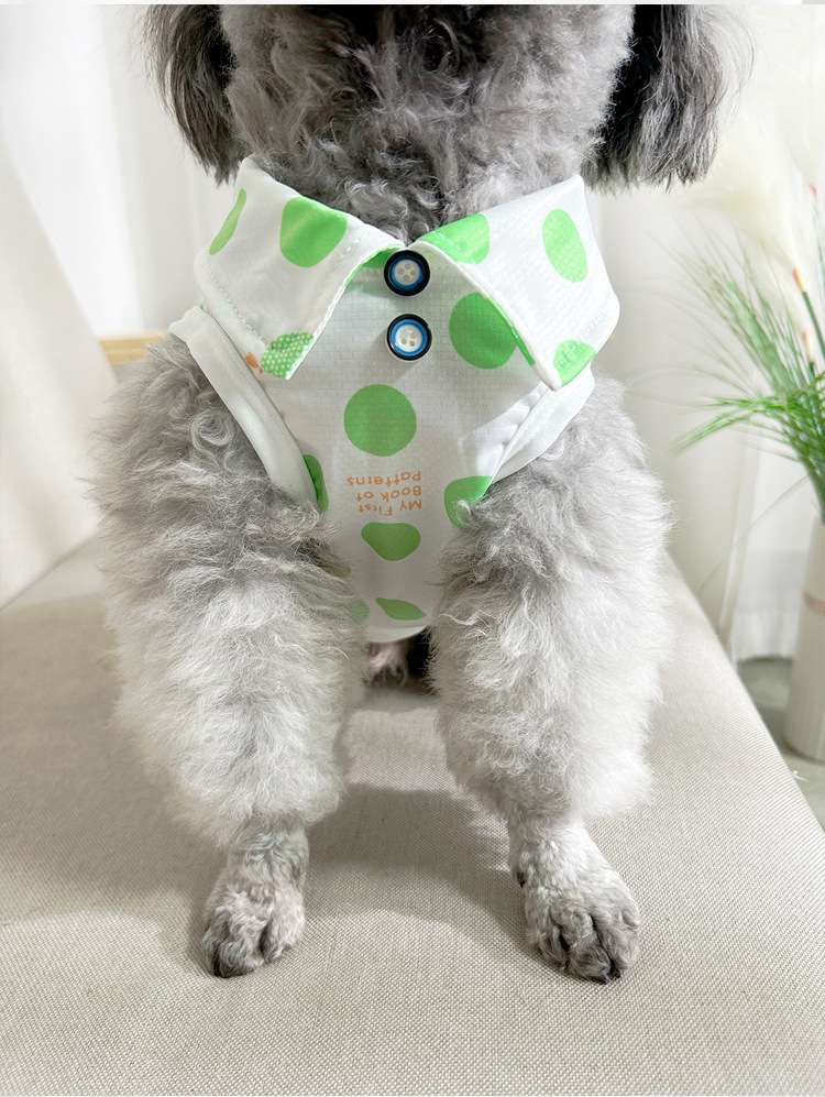 犬服 もこもこワンちゃんの水玉シャツ