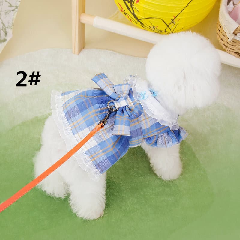夏新作 チェック柄ワンピース 可愛い犬服 ペット用ドレス