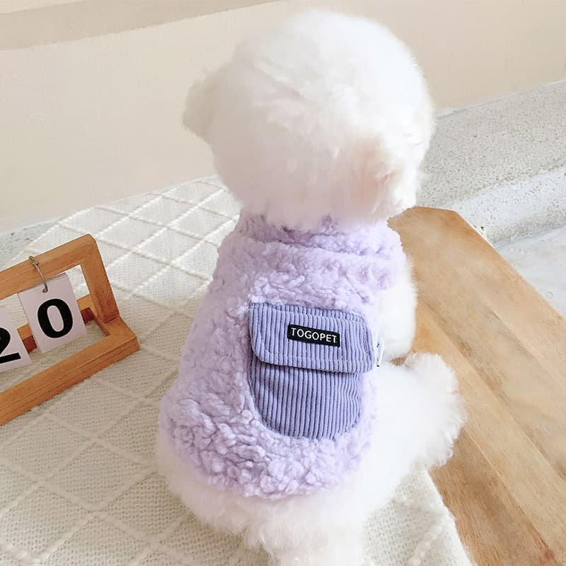 犬服 もこもこ温かベスト風コート