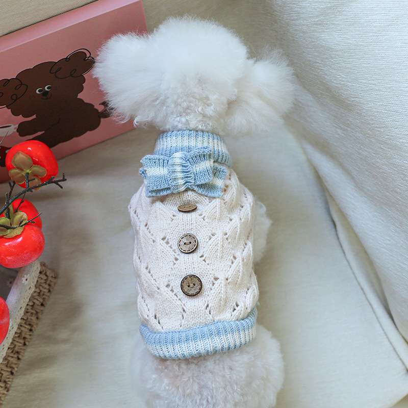 犬服 もこもこニットのダイヤ柄ドッグウェア