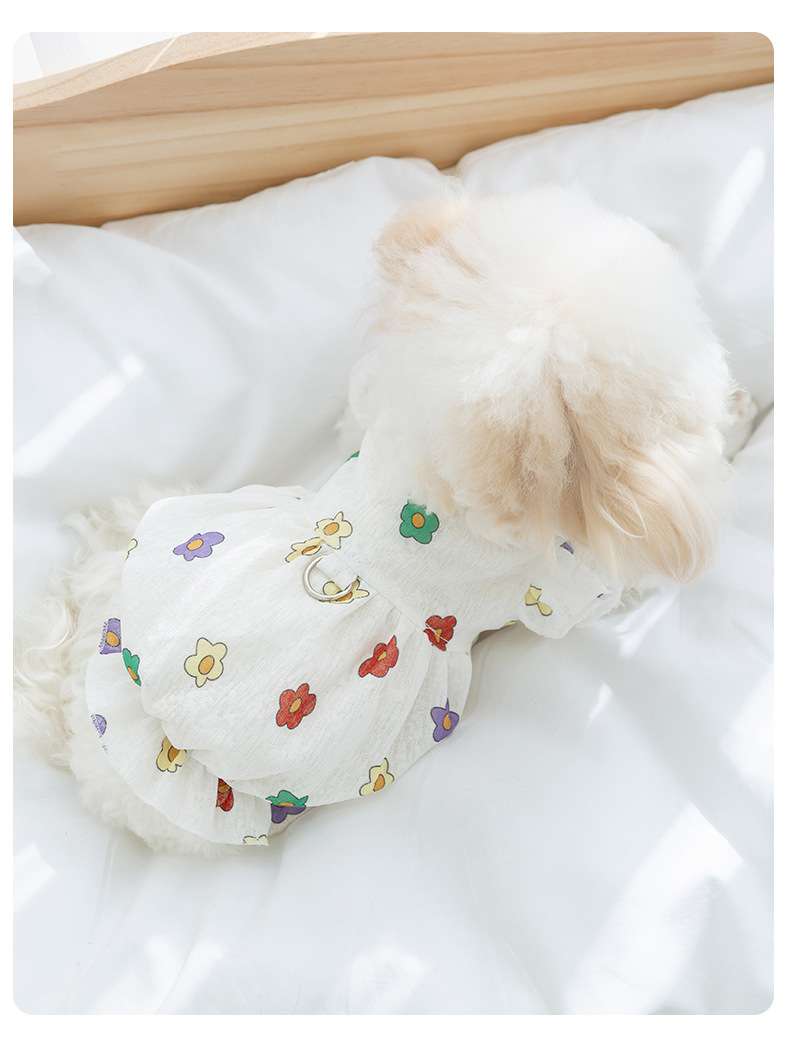 犬服 ふんわり花柄ワンピース 小型犬用