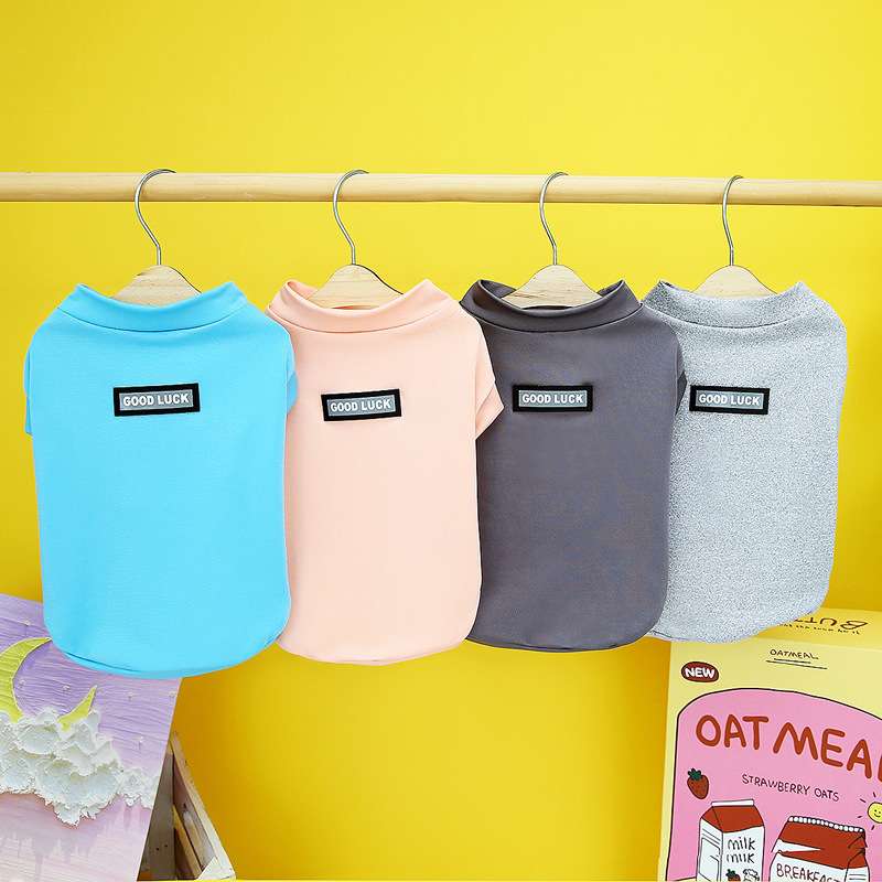 犬服 もこもこペット用Tシャツ シンプル背中ロゴ