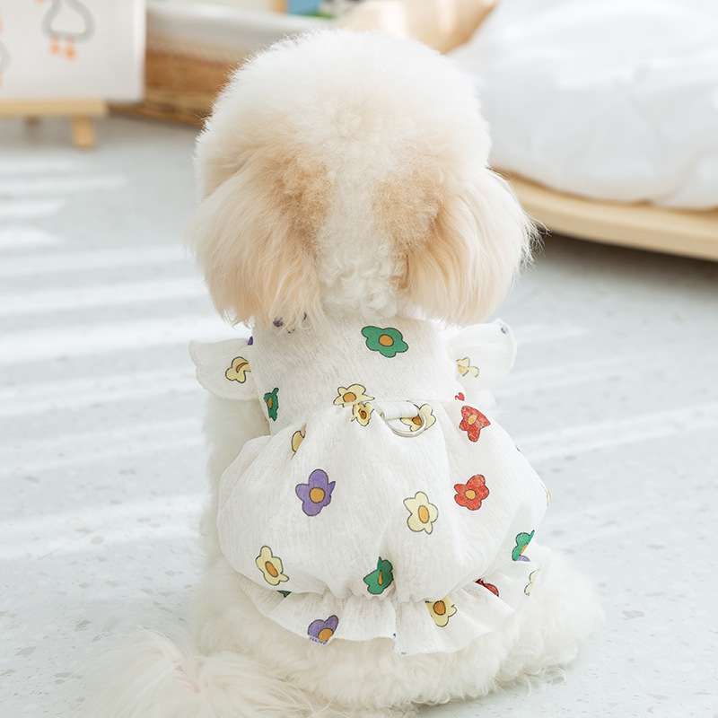 犬服 ふんわり花柄ワンピース 小型犬用