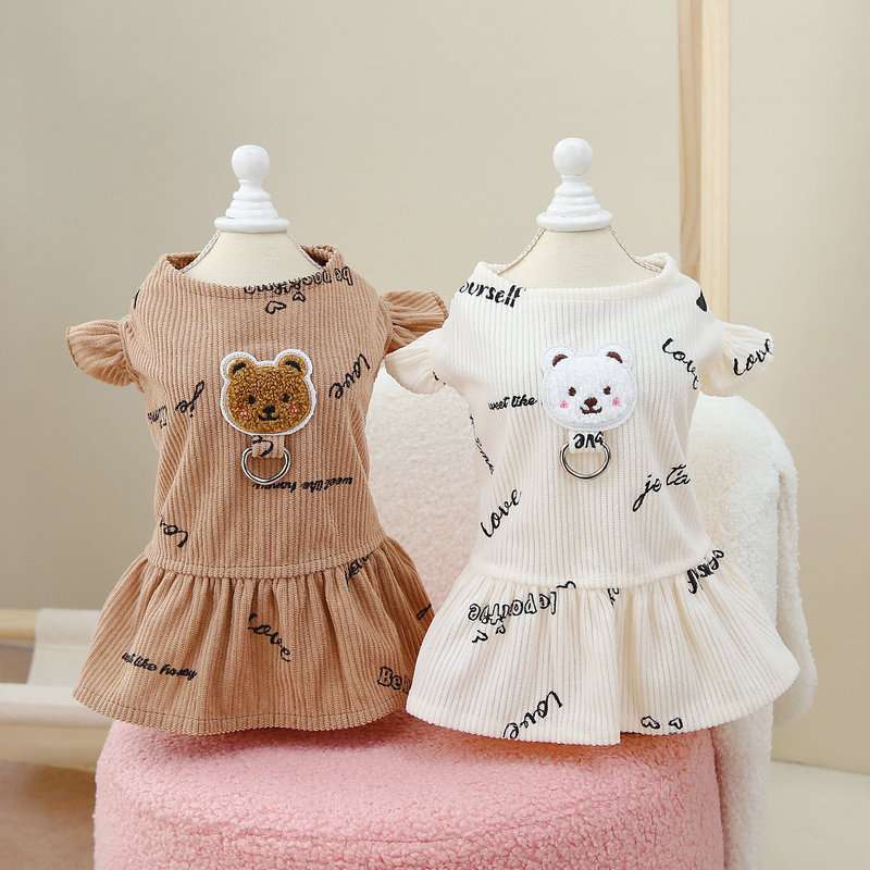犬服 もこもこワンピース風ドッグウェア